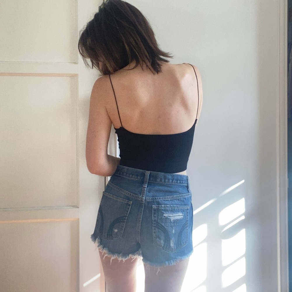 Hollister high rise denim cutoff shorts size 3